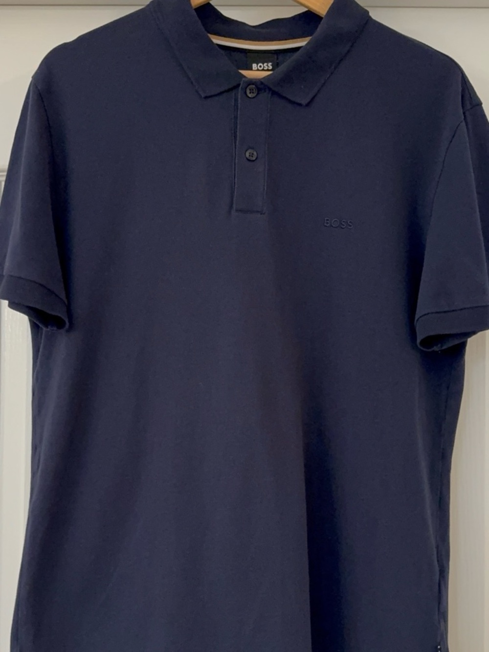 BOSS Men’s Navy Blue Pima Cotton Polo Shirt Short Sleeve Classic Fit Large